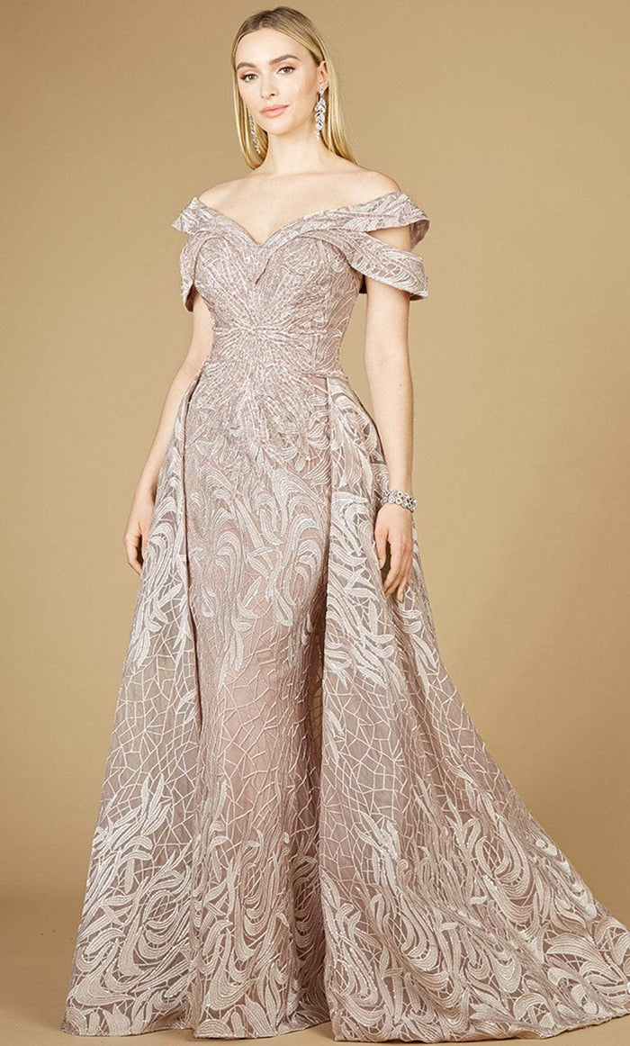 Lara Dresses 29234 - Split Off-Shoulder Evening Gown Special Occasion Dress 2 / Rosewater