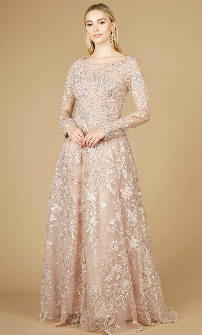 Lara Dresses 29240 - Beaded Laced Semi-Ballgown Special Occasion Dress 4 / Antique Rose