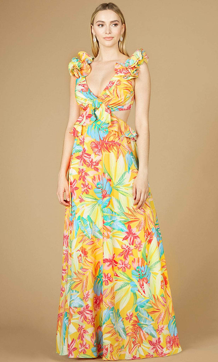 Lara Dresses 29270 - Summer-Themed Cut Out Dress Formal Gowns 0 / Yellow