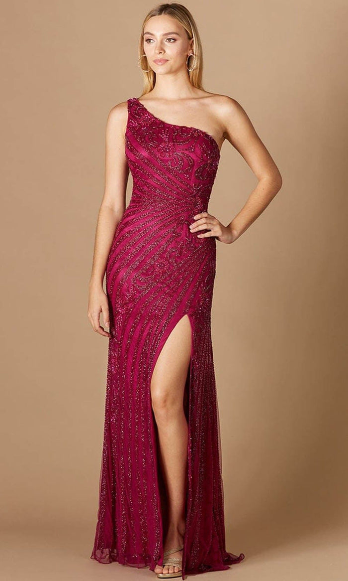 Lara Dresses 29283 - Glitz and Glamour Asymmetrical Sleeveless Gown Special Occasion Dress 0 / Fuchsia