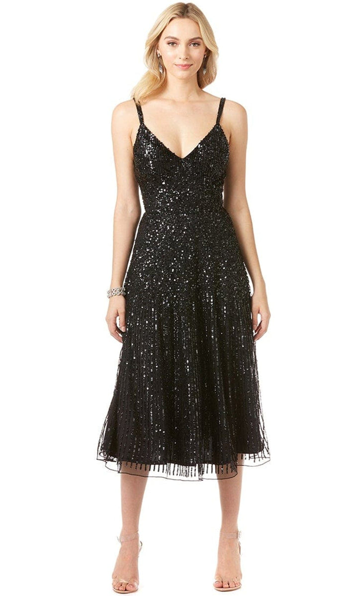 Lara Dresses 29347 - Glittery Sequined Sleeveless Tea Length Dress ...