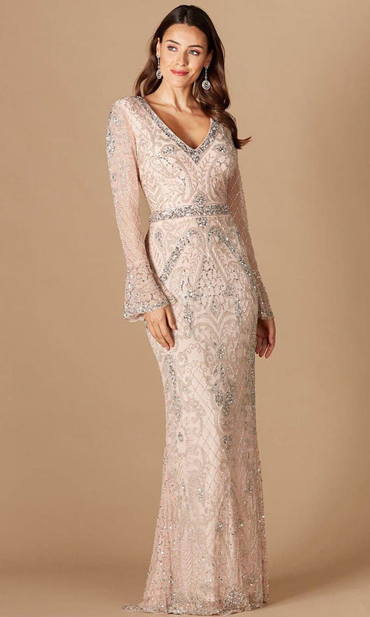 Lara Dresses 29358 - Fully Sequined Long Sheer Sleeves Formal Gown