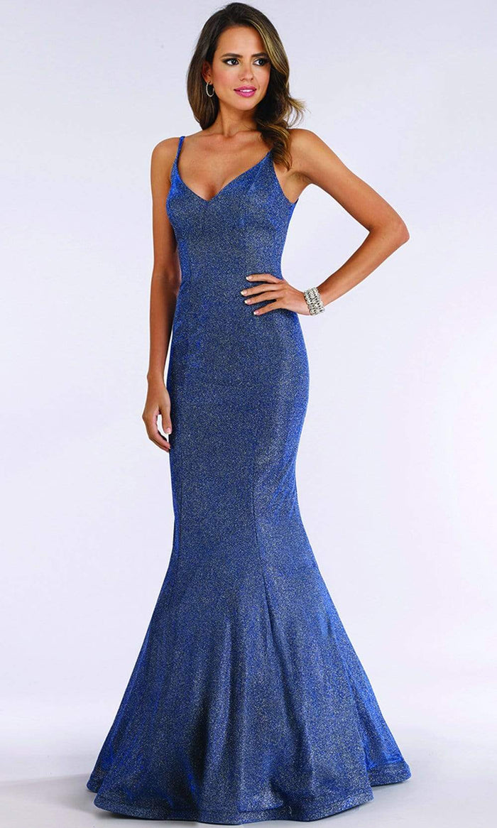 Lara Dresses - 29494 Spaghetti Strap Shimmer Mermaid Long Dress Prom Dresses 0 / Royal