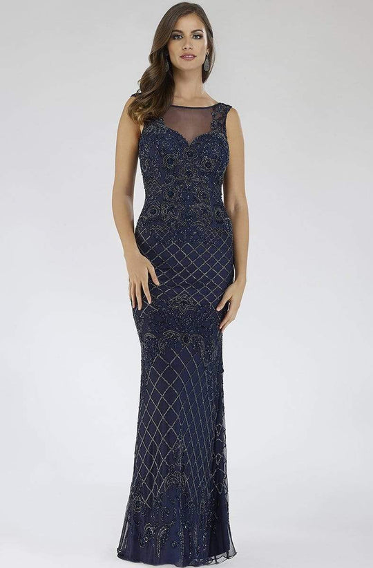 Lara Dresses - 29538 Illusion Bateau Beaded Sheath Dress