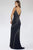 Lara Dresses - 29595 Deep V-Neck Metallic Beaded Dress Evening Dresses
