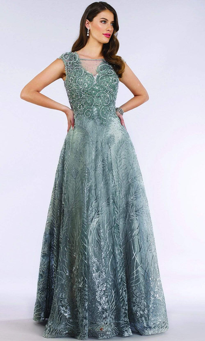 Lara Dresses - 29623 Embroidered Illusion A-Line Evening Dress Evening Dresses 4 / Sage