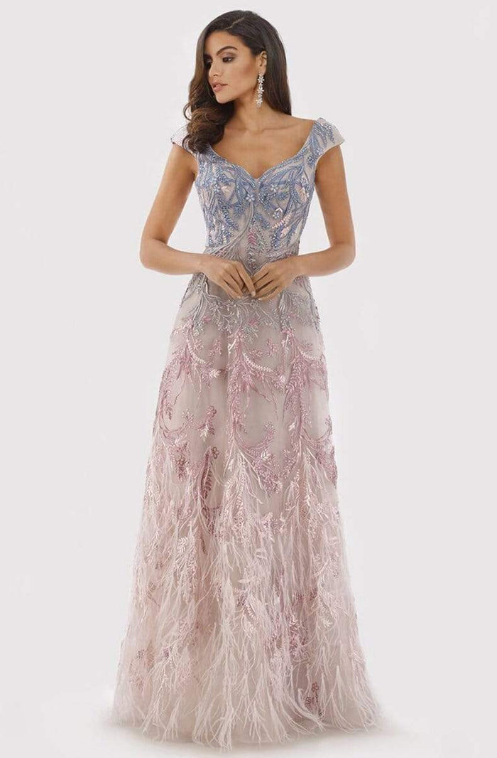 Lara Dresses - 29783 Embellished V-neck A-line Gown Prom Dresses 4 / Multi