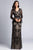 Lara Dresses - 33435 V Neck Long Sleeves Evening Dress Special Occasion Dress 4 / Black