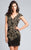 Lara Dresses 33439 Cap Sleeve Sequined Sheath Cocktail Dress CCSALE 12 / Black/Gold