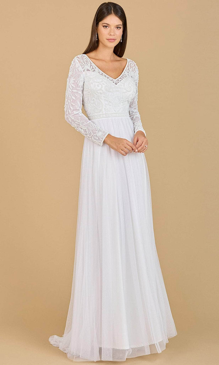 Lara Dresses 51067 - Long Sleeved Bridal Dress Special Occasion Dress 2 / Ivory