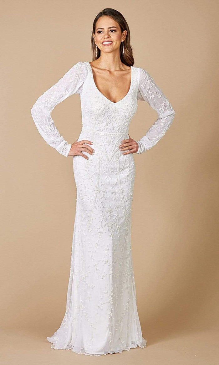 Lara Dresses - 51079 Long Sleeve Adorned Bridal Gown Bridal Dresses 0 / Ivory