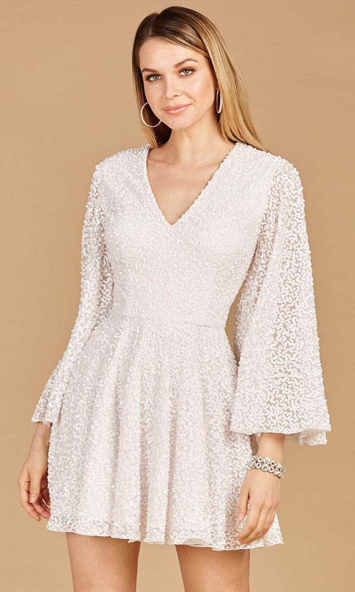 Lara Dresses 51121 - Long Bell Sleeved Cocktail Dress Special Occasion Dress 0 / Ivory