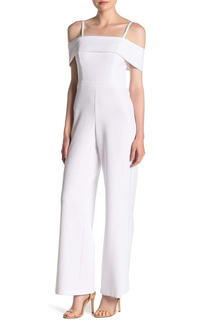 Laundry - HP01K57G Off-Shoulder Popover Crepe Jumpsuit Evening Dresses 00 / White