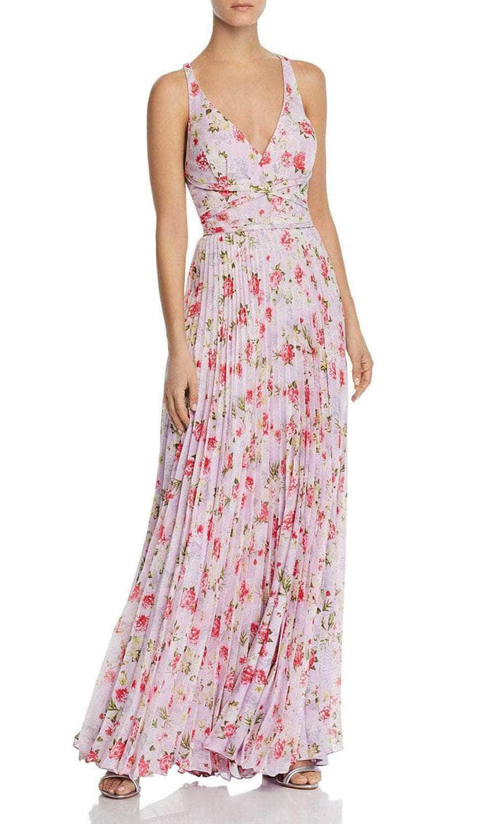 Laundry HP01W56G - Halter V-Neck Sleeveless Floral Dress Wedding Guest 0 / Lilac Multi
