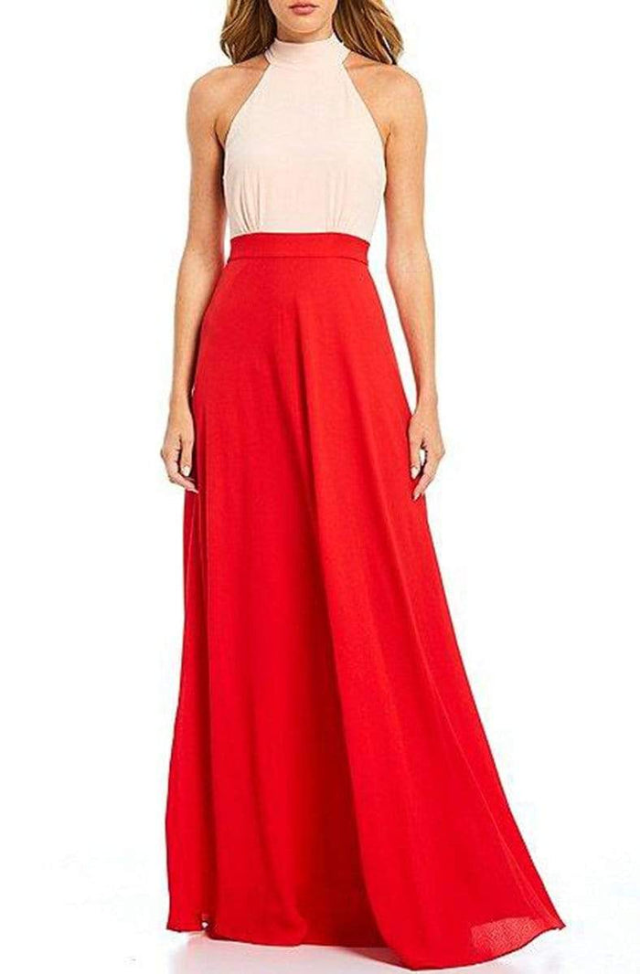 Laundry - HP03W47 High Halter Chiffon A-line Dress Prom Dresses 0 / Pink Red