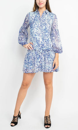 Collared Print Short Dress