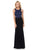 Lenovia - 5146 Geometric Sequined Halter Sheath Dress Prom Dresses XS / Blk/Royal