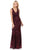 Lenovia - 5150 Sparkling Allover Sequin V Neck Evening Dress Bridesmaid Dresses XS / Black/Wine