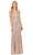 Lenovia - 5150 Sparkling Allover Sequin V Neck Evening Dress Bridesmaid Dresses XS / Nude/Gold