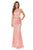 Lenovia - 5152 Sheer Sequin Lace Gown with Crystal Beaded Belt Bridesmaid Dresses XS / Peach