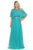 Lenovia - 5155 Crystal Beaded Waist A-Line Dress with Lace Poncho Mother of the Bride Dresses XS / Jade