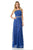 Lenovia - 5155 Crystal Beaded Waist A-Line Dress with Lace Poncho Mother of the Bride Dresses XS / Royal