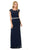Lenovia - 5157 Cap Sleeve Draped Lace Long Sheath Dress Bridesmaid Dresses