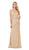 Lenovia - 5157 Cap Sleeve Draped Lace Long Sheath Dress Bridesmaid Dresses