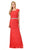 Lenovia - 5157 Cap Sleeve Draped Lace Long Sheath Dress Bridesmaid Dresses S / Red