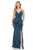 Lenovia - 5174 Wrap Bodice Asymmetrical Peplum Long Dress Bridesmaid Dresses XS / Hunter Green