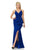 Lenovia - 5174 Wrap Bodice Asymmetrical Peplum Long Dress Bridesmaid Dresses XS / Royal