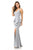 Lenovia - 5174 Wrap Bodice Asymmetrical Peplum Long Dress Bridesmaid Dresses XS / Silver