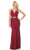 Lenovia - 5192 Lace V Neck Long Sheath Dress Bridesmaid Dresses XS / Burgundy