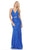 Lenovia - 5192 Lace V Neck Long Sheath Dress Bridesmaid Dresses XS / Royal