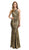 Lenovia - 5193 Metallic Fitted Jewel Mermaid Evening Gown Special Occasion Dress S / Black/Gold
