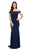 Lenovia - 5194 Off Shoulder Mermaid Long Formal Dress with Train Bridesmaid Dresses XS / Navy Blue