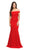 Lenovia - 5194 Off Shoulder Mermaid Long Formal Dress with Train Bridesmaid Dresses XS / Red