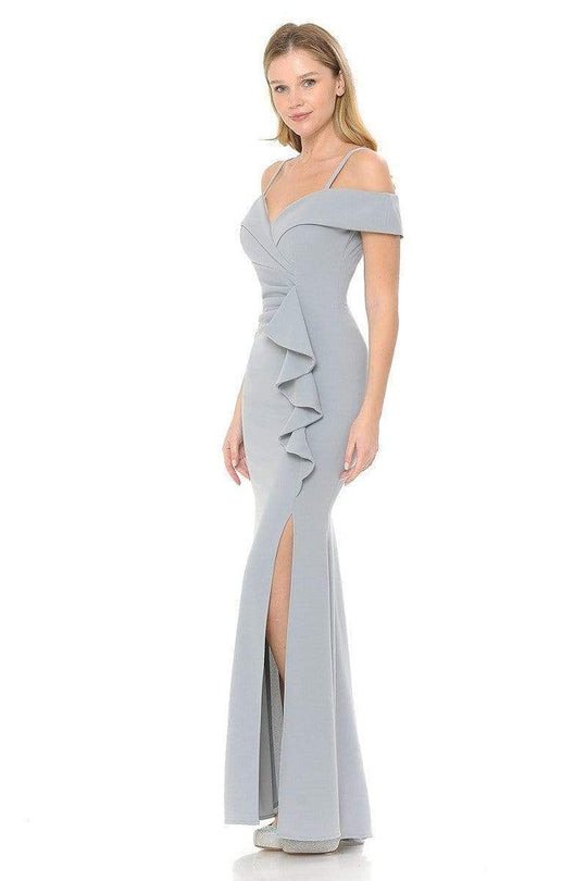 Lenovia - 5206 Ruffle Detailed Off-Shoulder Trumpet Dress Bridesmaid Dresses