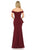 Lenovia - 5207 Off Shoulder Ruffle Drape Gown with Front Slit Bridesmaid Dresses