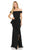 Lenovia - 5207 Off Shoulder Ruffle Drape Gown with Front Slit Bridesmaid Dresses XS / Black