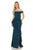 Lenovia - 5207 Off Shoulder Ruffle Drape Gown with Front Slit Bridesmaid Dresses XS / H/Green