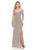 Lenovia - 5213 Metallic Off-Shoulder Trumpet Dress Bridesmaid Dresses XS / Nude/Gold