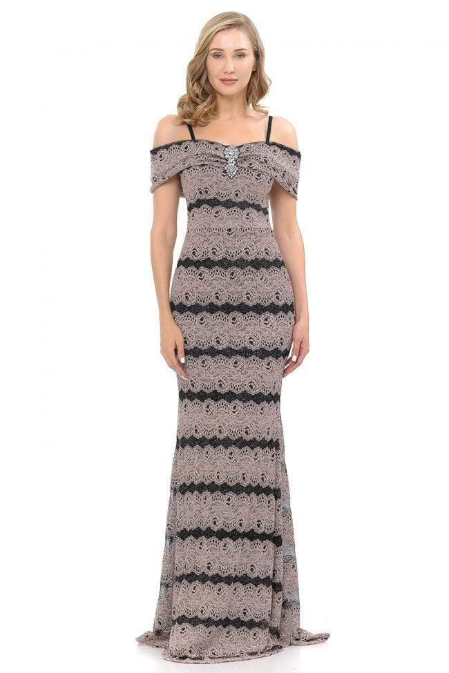 Lenovia - 5216 Lace Off-Shoulder Trumpet Dress Bridesmaid Dresses XS / Blush