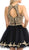 Lenovia - 8015 Gold Lace Appliqued Keyhole Cutout A-Line Dress Bridesmaid Dresses