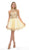 Lenovia - 8015 Gold Lace Appliqued Keyhole Cutout A-Line Dress Bridesmaid Dresses XS / Champagne