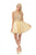 Lenovia - 8101 Gold Embroidered Applique Illusion Neckline Cocktail Dress Cocktail Dresses