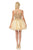 Lenovia - 8101 Gold Embroidered Applique Illusion Neckline Cocktail Dress Cocktail Dresses