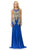 Lenovia - 8102 Gilded Jewel Neck Trumpet Dress With Train Bridesmaid Dresses XS / Royal