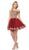 Lenovia - 8124 Gold Lace Appliqued Off Shoulder A-Line Dress Bridesmaid Dresses XS / Burgundy
