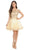 Lenovia - 8124 Gold Lace Appliqued Off Shoulder A-Line Dress Bridesmaid Dresses XS / Champagne Gold